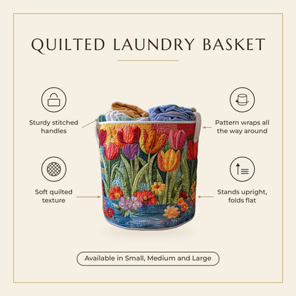 Quilted Laundry Basket - Summer Flowers features infographic