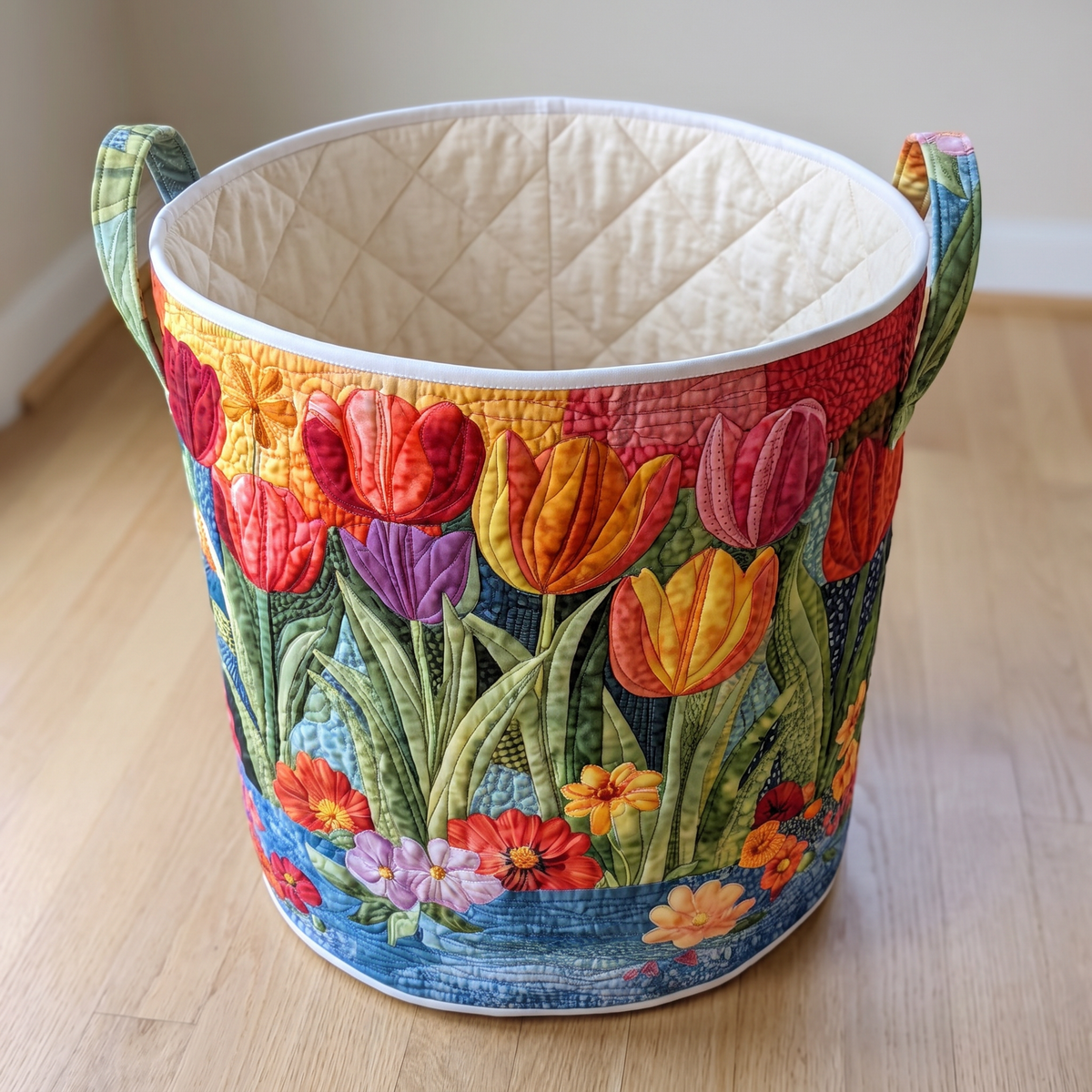 Quilted Laundry Basket - Summer Flowers
