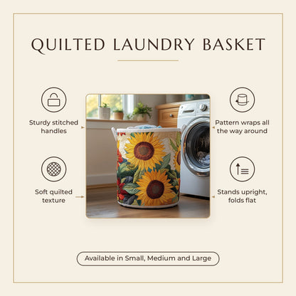 Quilted Laundry Basket - Sunflower features infographic
