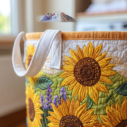 Quilted Laundry Basket - Sunflowers