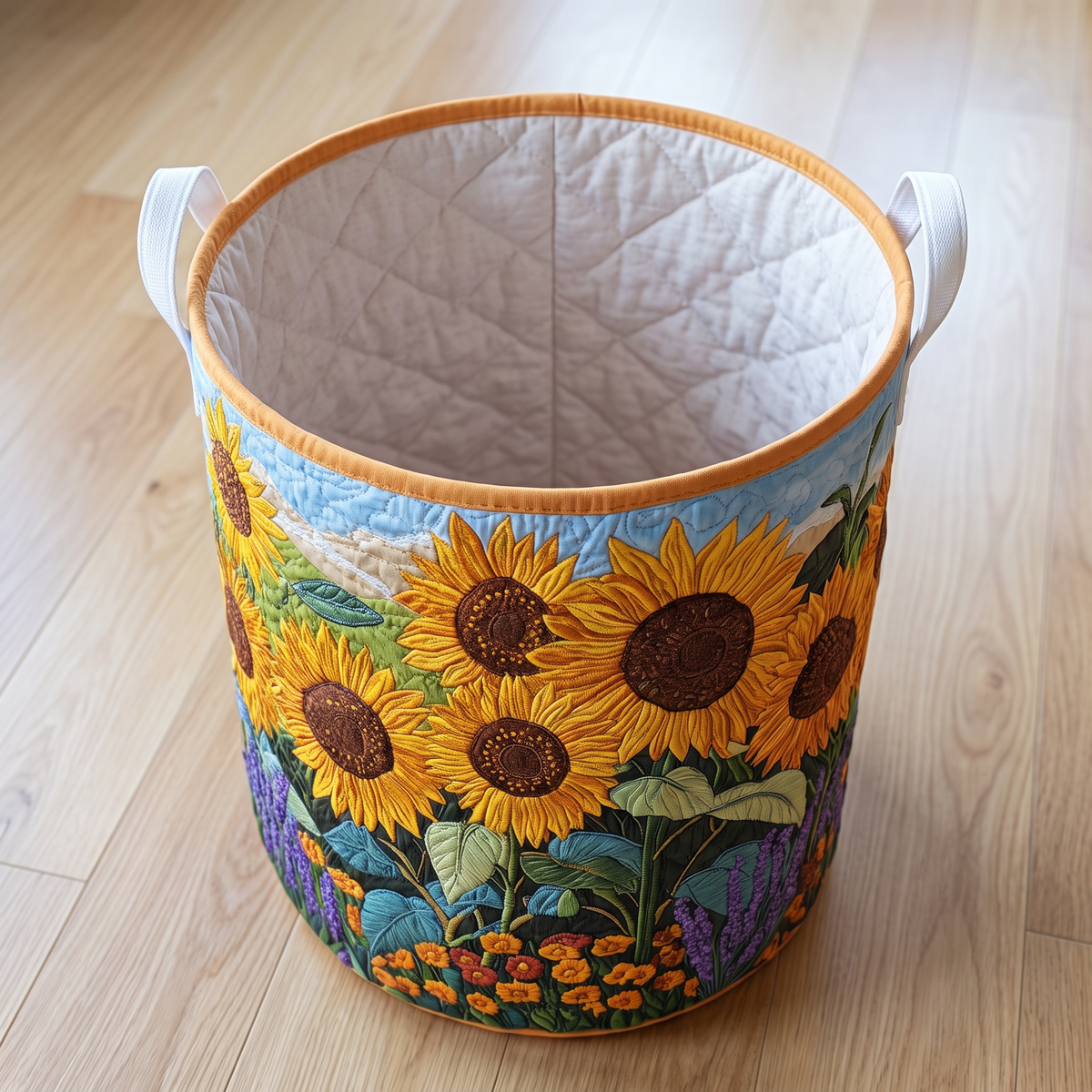 Quilted Laundry Basket - Sunflowers