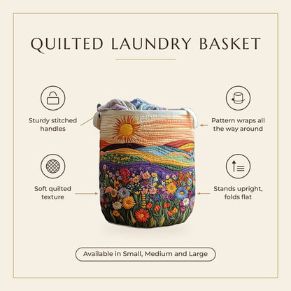 Quilted Laundry Basket - Sunny Bloom features infographic