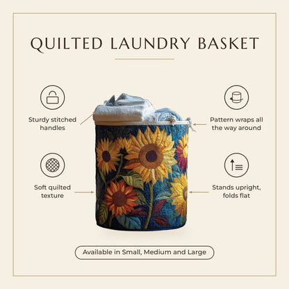 Quilted Laundry Basket - Sunny Flowers features infographic