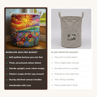 Quilted Laundry Basket - Sunny Indulgence compared with a plain printed basket