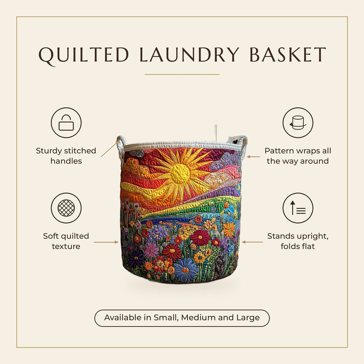 Quilted Laundry Basket - Sunny Indulgence features infographic
