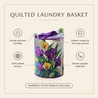 Quilted Laundry Basket - Sunset with Orchids features infographic