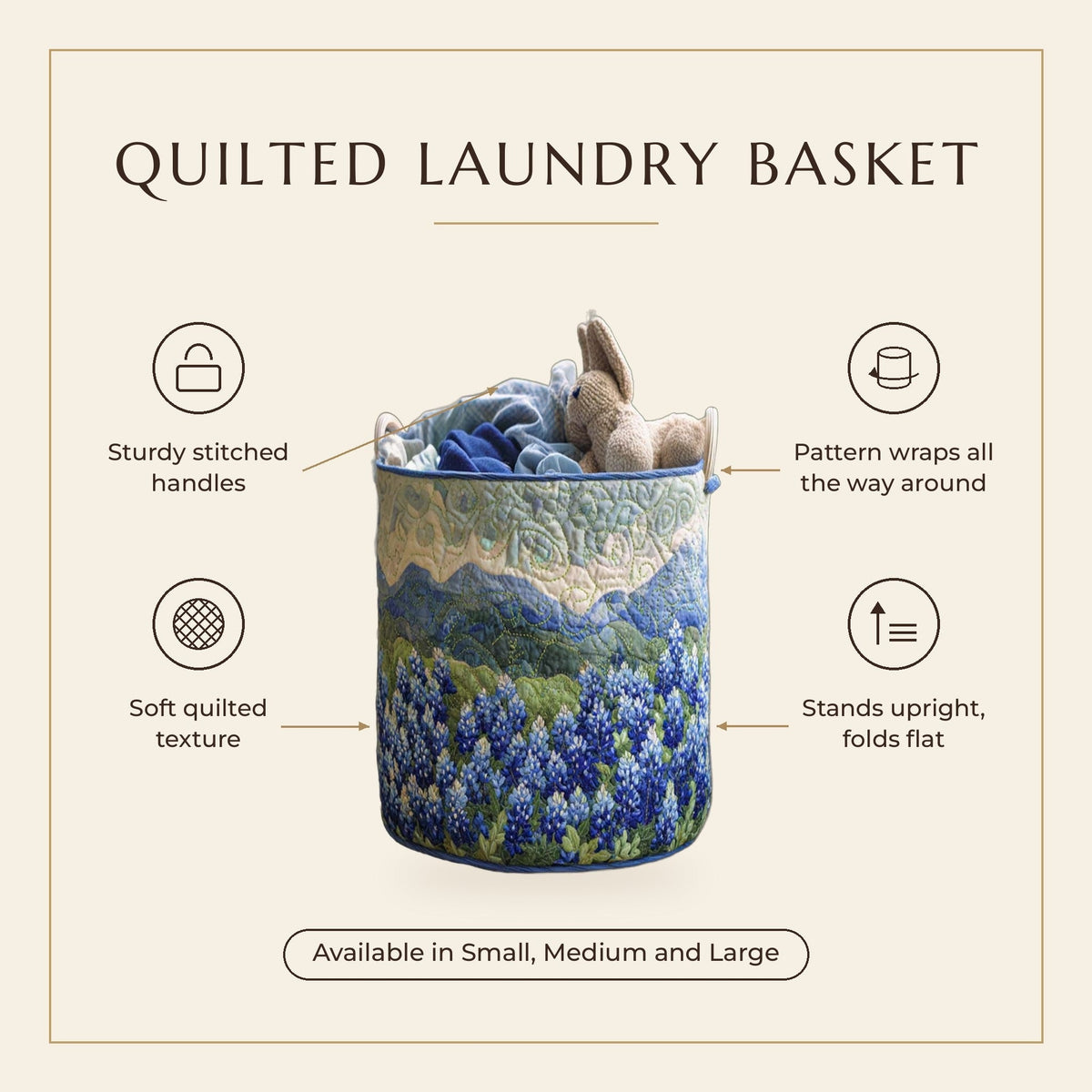 Quilted Laundry Basket - Texas Spring features infographic