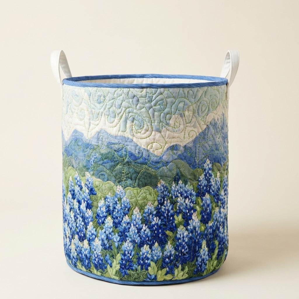 Quilted Laundry Basket - Texas Spring, studio photo