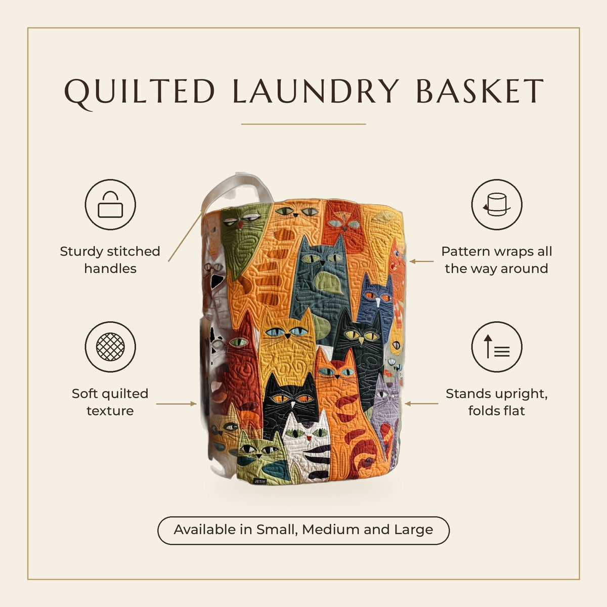 Quilted Laundry Basket - The Purring Band features infographic