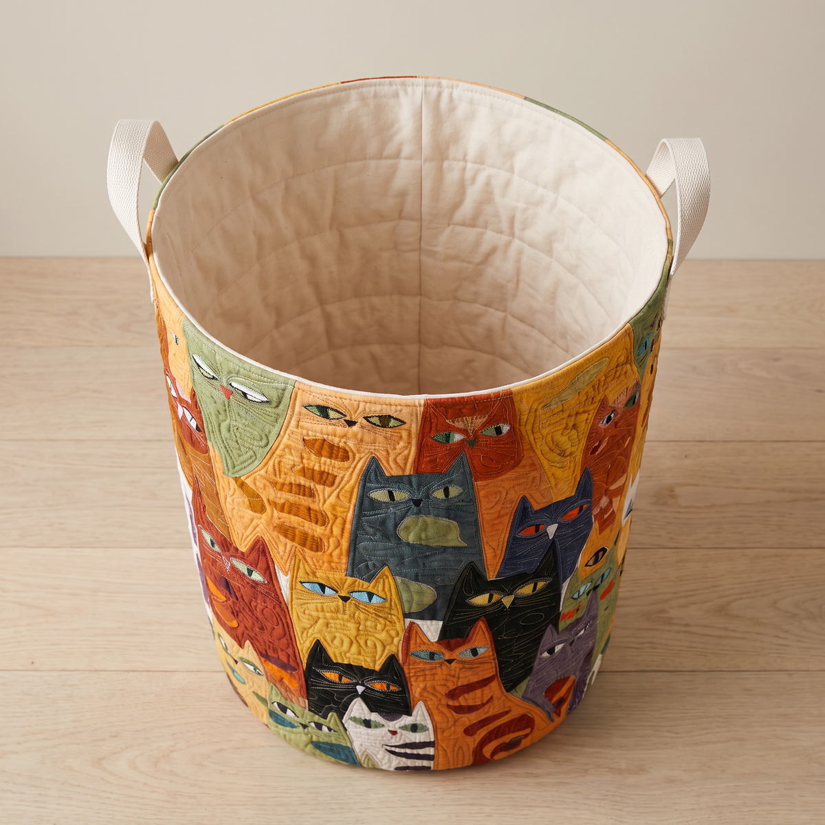 Quilted Laundry Basket - The Purring Band