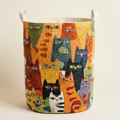 Quilted Laundry Basket - The Purring Band, studio photo