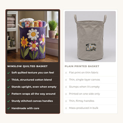 Quilted Laundry Basket - Timeless compared with a plain printed basket