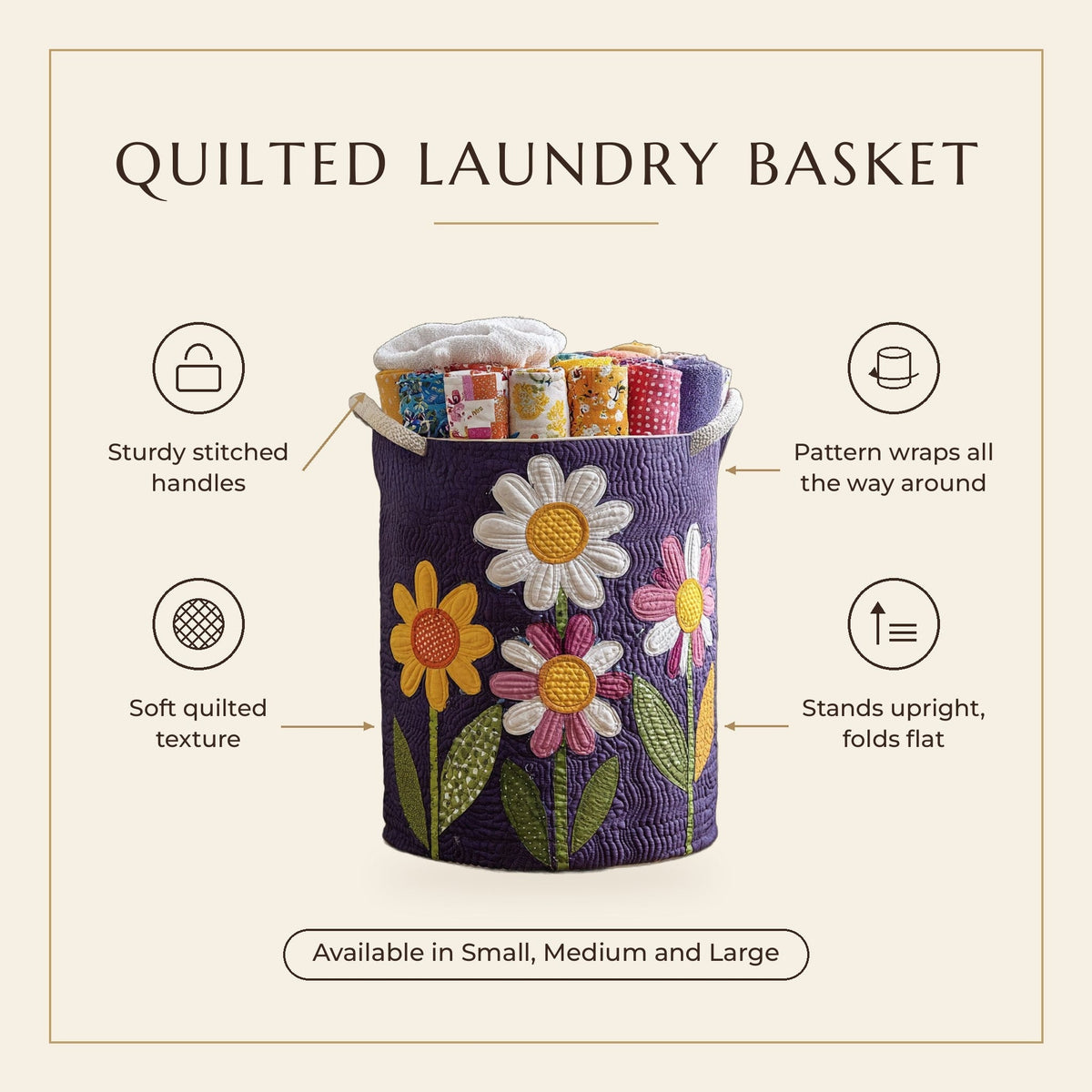 Quilted Laundry Basket - Timeless features infographic
