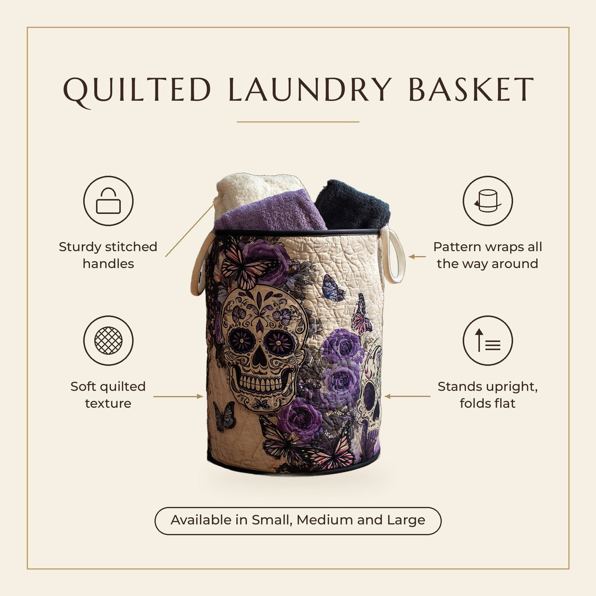 Quilted Laundry Basket - Timeless Spirit features infographic