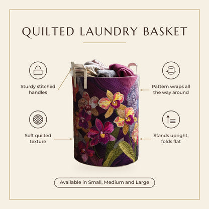 Quilted Laundry Basket - Tropical Velvet features infographic
