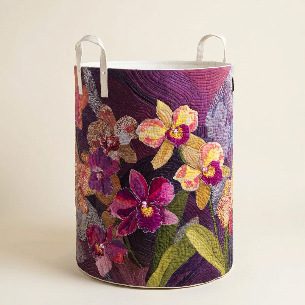 Quilted Laundry Basket - Tropical Velvet, studio photo