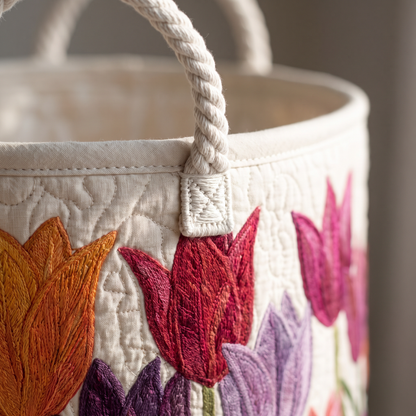 Quilted Laundry Basket - Tulip Joy