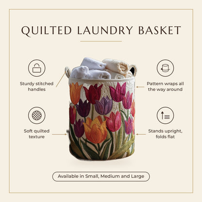 Quilted Laundry Basket - Tulip Joy features infographic
