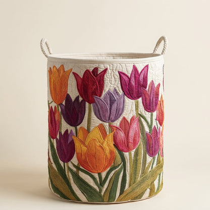 Quilted Laundry Basket - Tulip Joy, studio photo