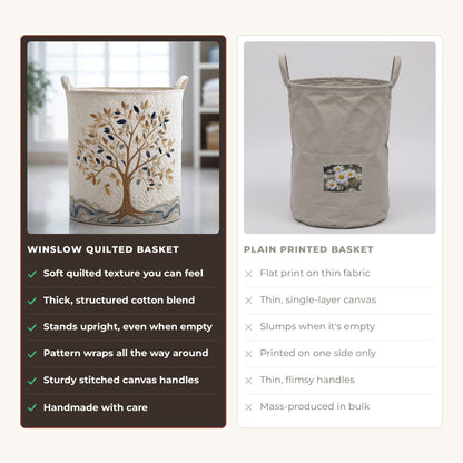 Quilted Laundry Basket - Vital Bloom compared with a plain printed basket