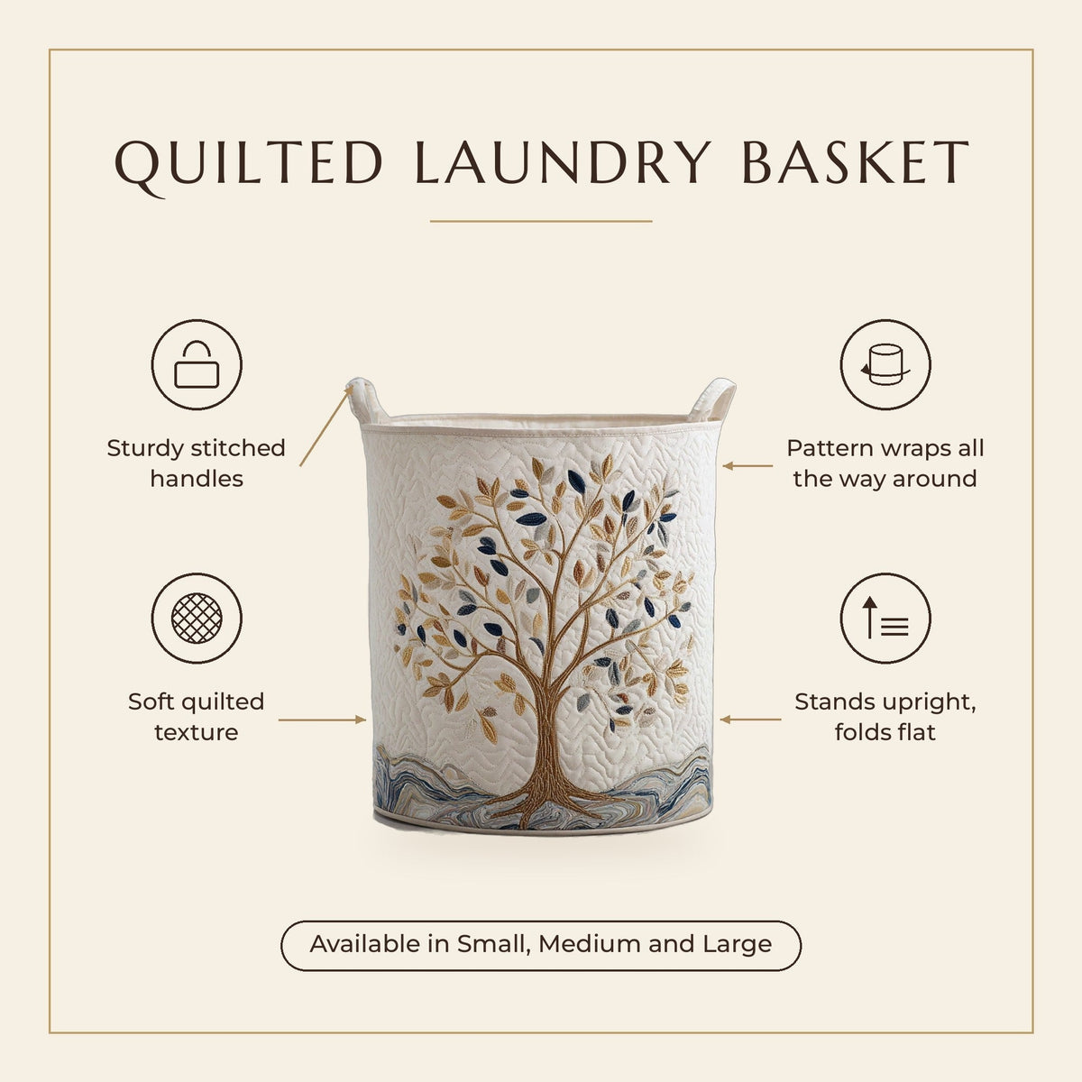 Quilted Laundry Basket - Vital Bloom features infographic