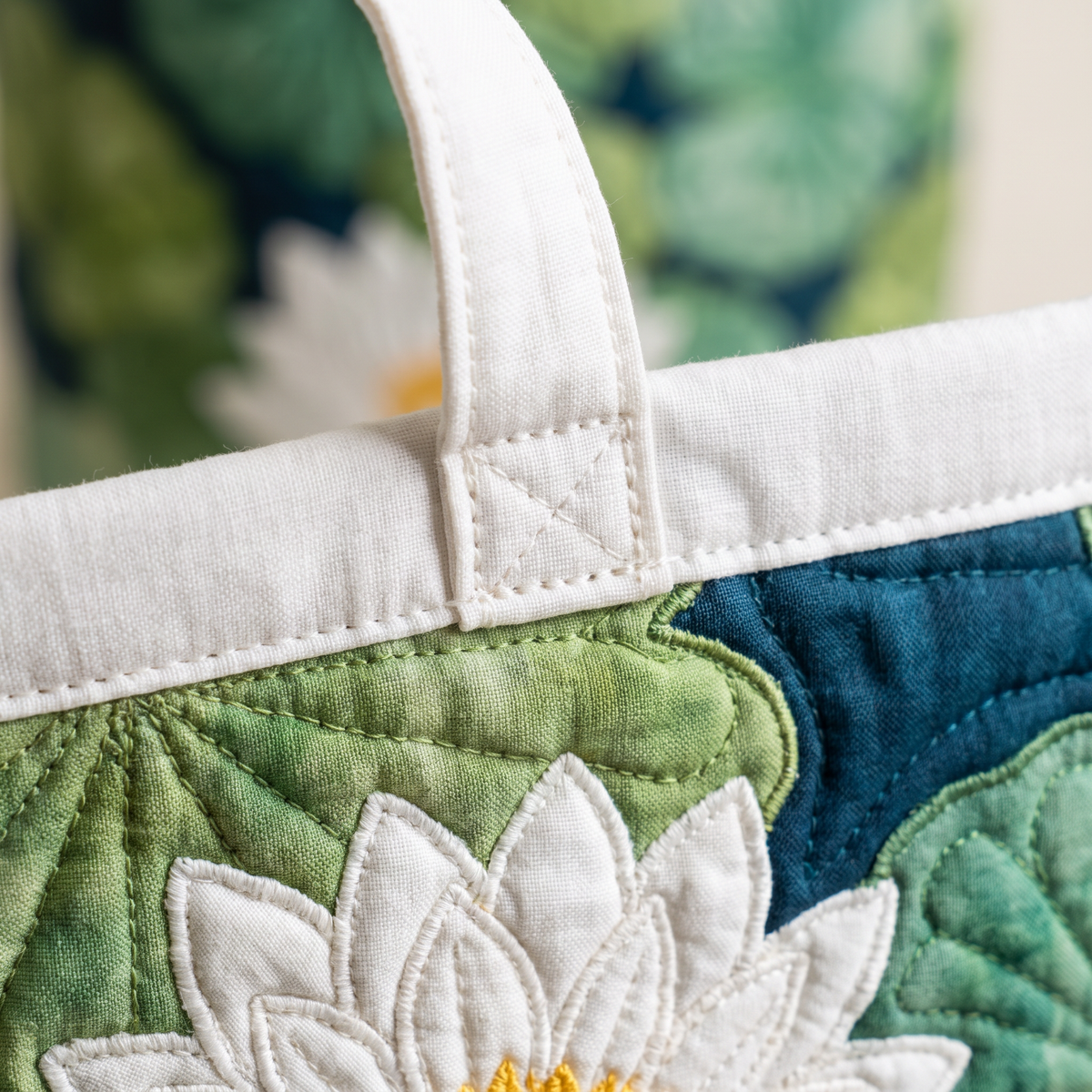 Quilted Laundry Basket - Water Lily Pond