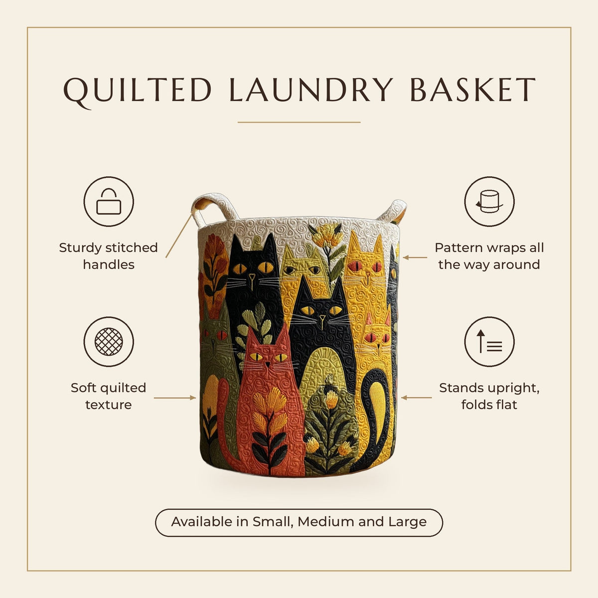 Quilted Laundry Basket - Whisker Corner features infographic