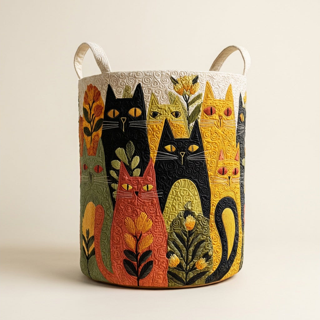 Quilted Laundry Basket - Whisker Corner, studio photo