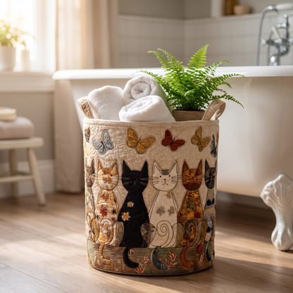 Quilted Laundry Basket - Whiskers