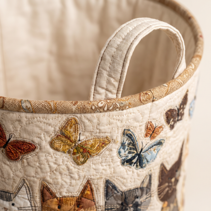 Quilted Laundry Basket - Whiskers