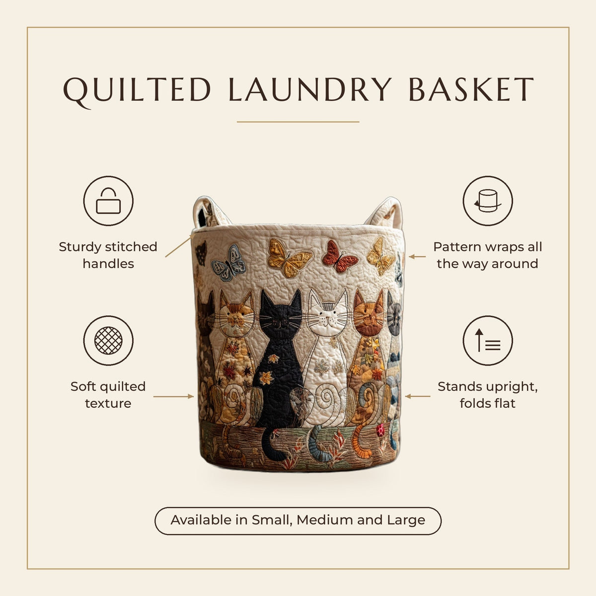 Quilted Laundry Basket - Whiskers features infographic