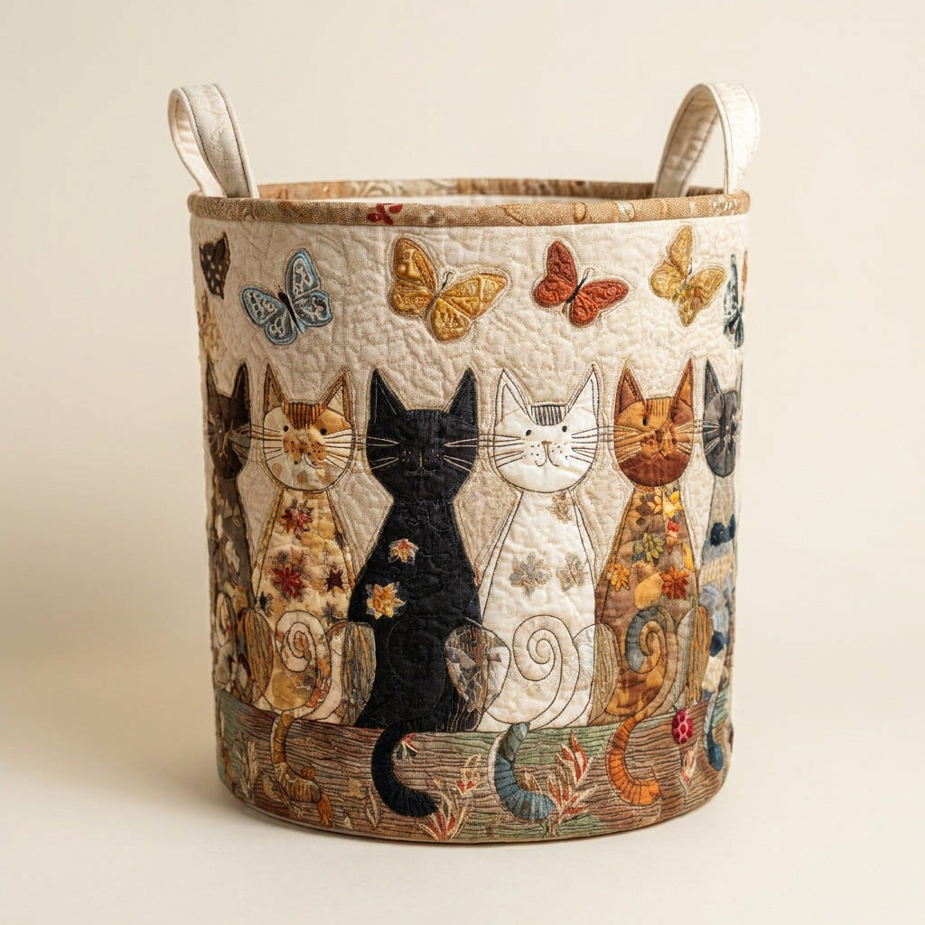 Quilted Laundry Basket - Whiskers, studio photo