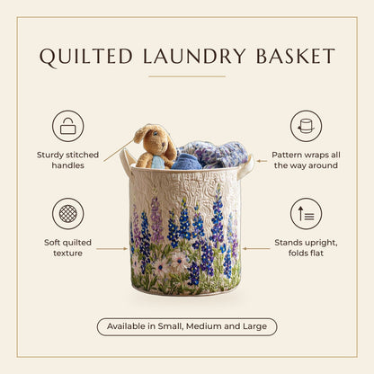 Quilted Laundry Basket - Wild Flowers features infographic