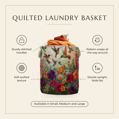 Quilted Laundry Basket - Wings and Flowers features infographic