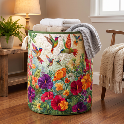 Quilted Laundry Basket - Wings and Flowers