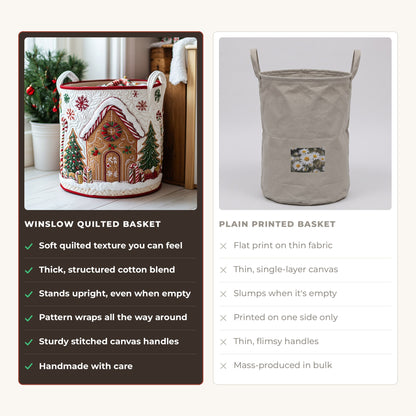 Quilted Laundry Basket - Winter Spirit compared with a plain printed basket