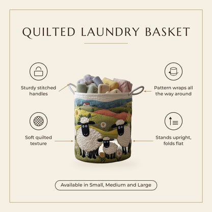 Quilted Laundry Basket - Wool Look features infographic