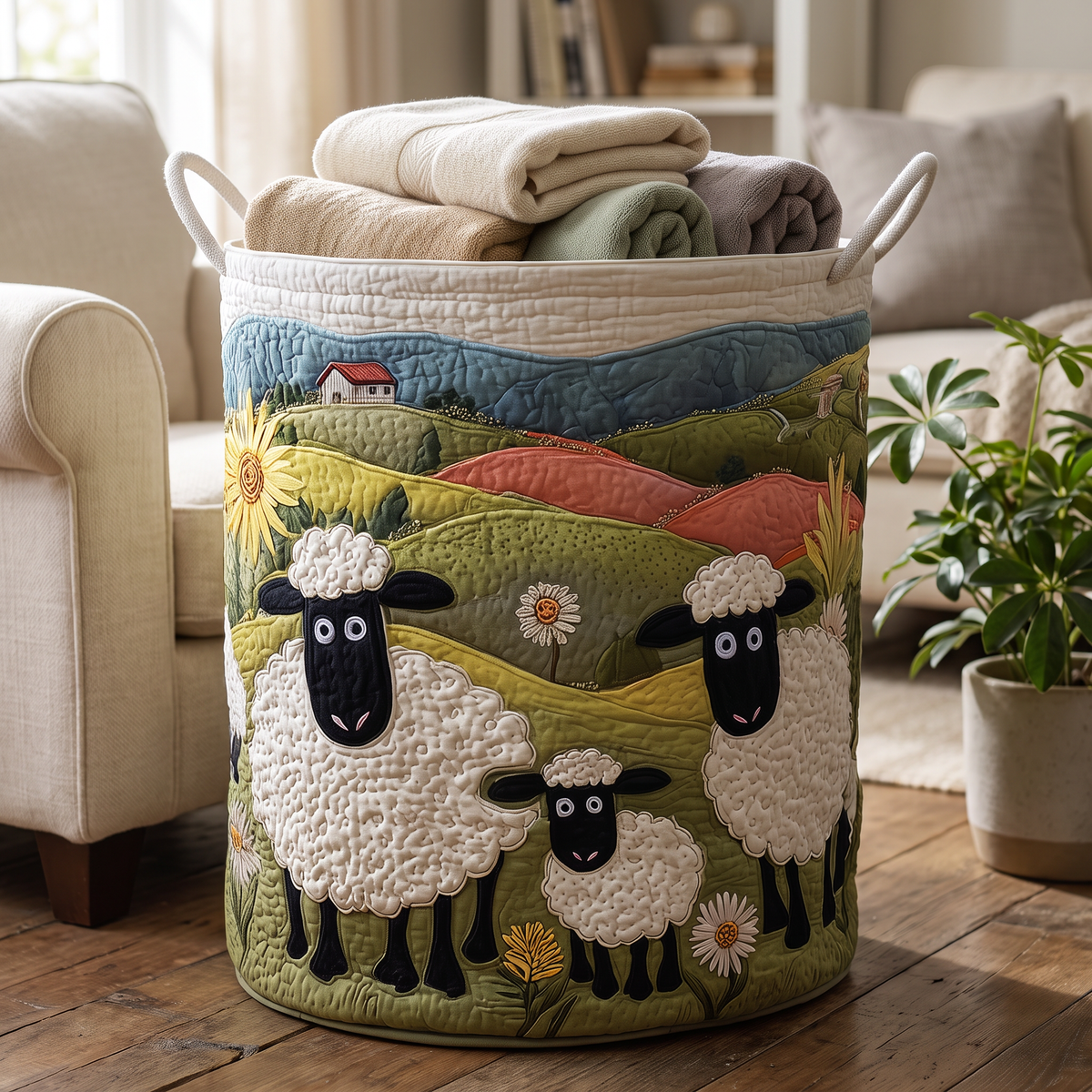 Quilted Laundry Basket - Wool Look
