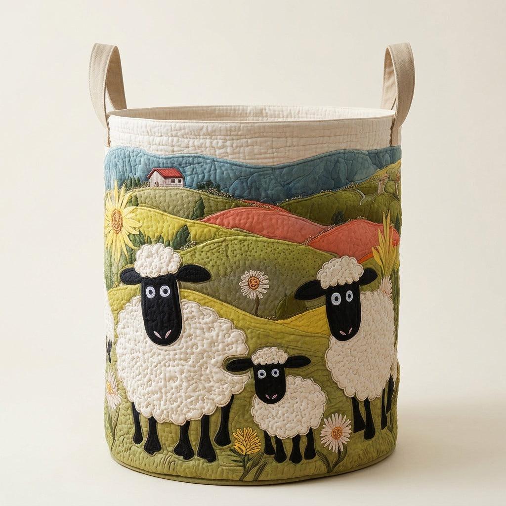 Quilted Laundry Basket - Wool Look, studio photo