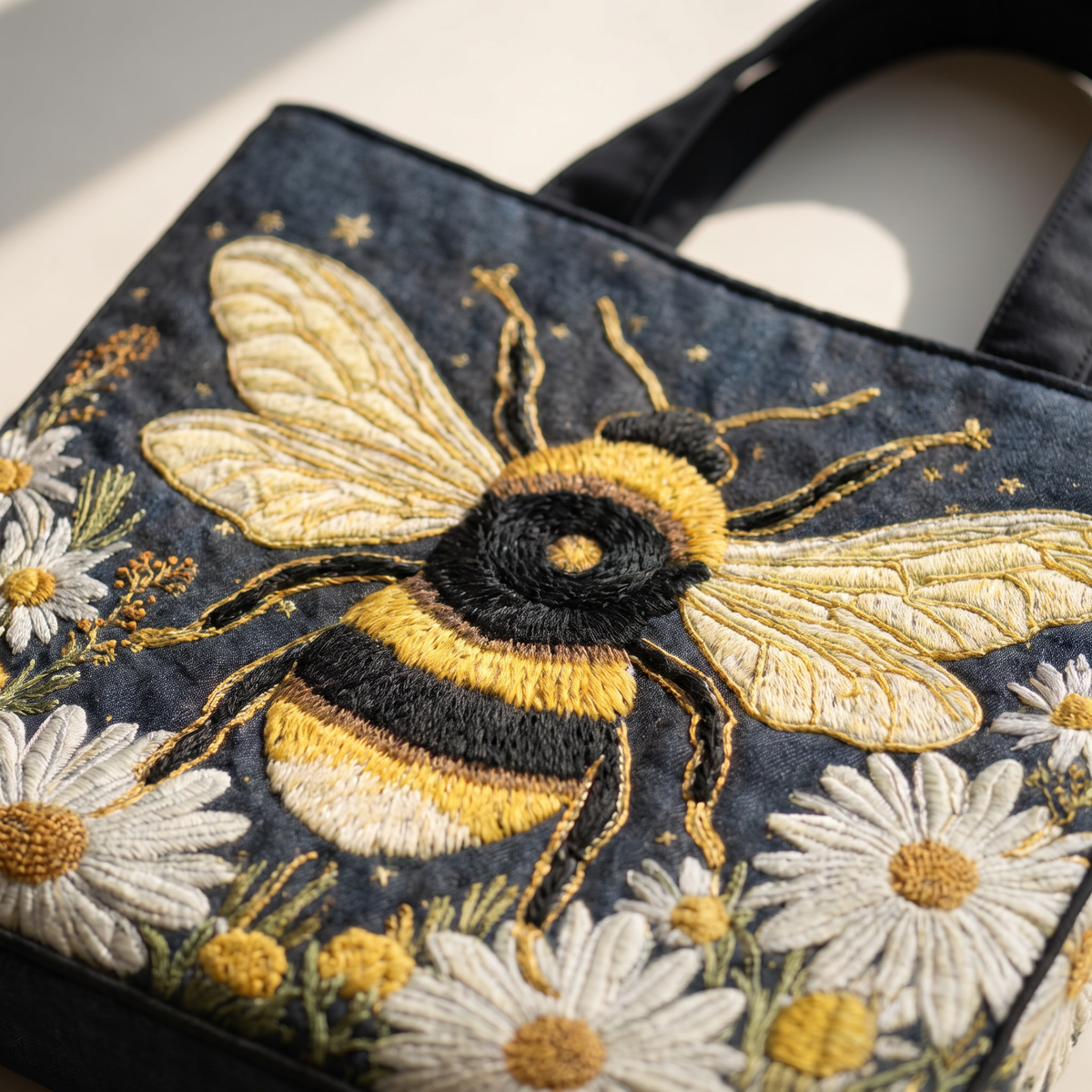 Quilted Tote Bag - Bee and Daisies