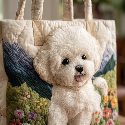 Quilted Tote Bag - Bichon Frise