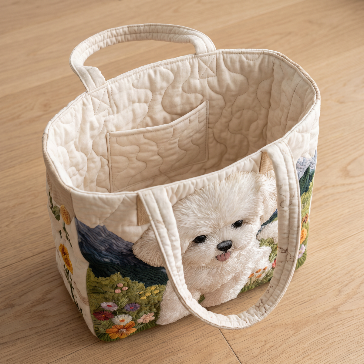 Quilted Tote Bag - Bichon Frise