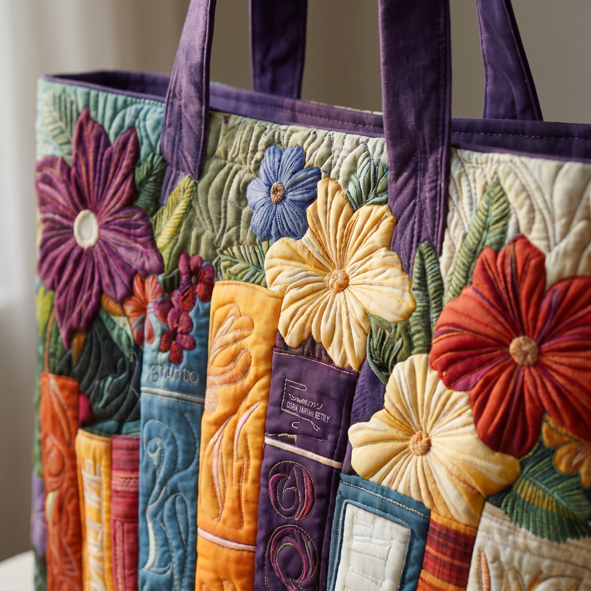 Quilted Tote Bag - Book Lover