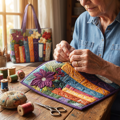 Quilted Tote Bag - Book Lover