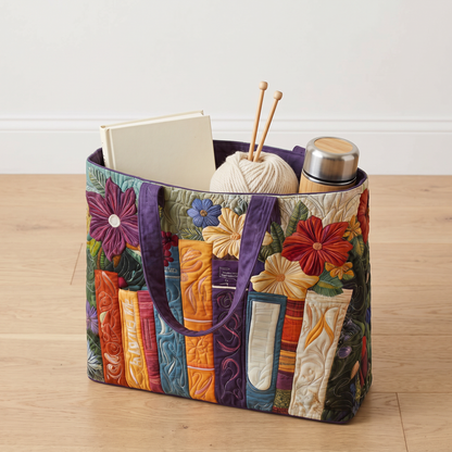 Quilted Tote Bag - Book Lover