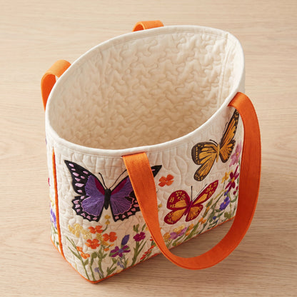 Quilted Tote Bag - Butterflies and Wildflowers