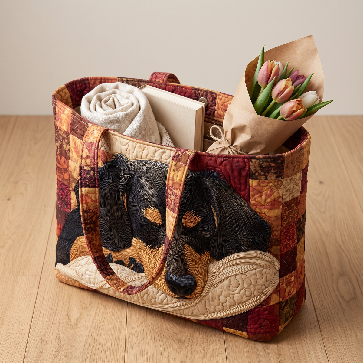 Quilted Tote Bag - Dachshund