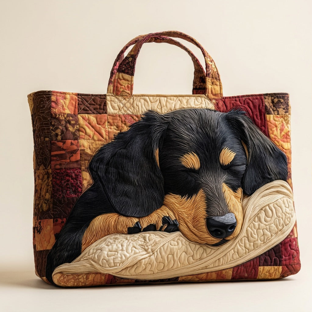 Quilted Tote Bag - Dachshund, studio photo