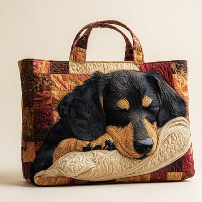 Quilted Tote Bag - Dachshund, studio photo