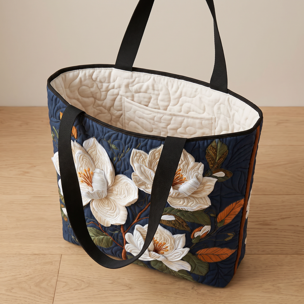 Quilted Tote Bag - Delicate Magnolia